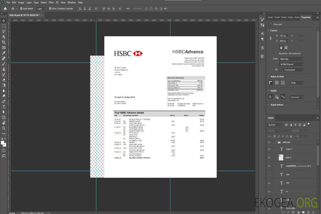 Modèle de relevé bancaire HSBC du Royaume-Uni au format Word et PDF template Modèle de relevé bancaire HSBC du Royaume-Uni au format Word et PDF template